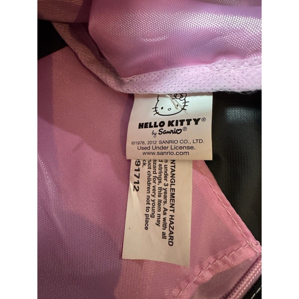 2012 Sanrio Hello Kitty Pink Black Checkered HK Hearts Tote Bag - Kawaii Embroid - Picture 10 of 11